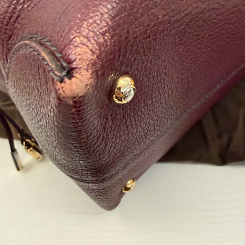 TOD’s紅酒色牛皮內麂皮手提包-8