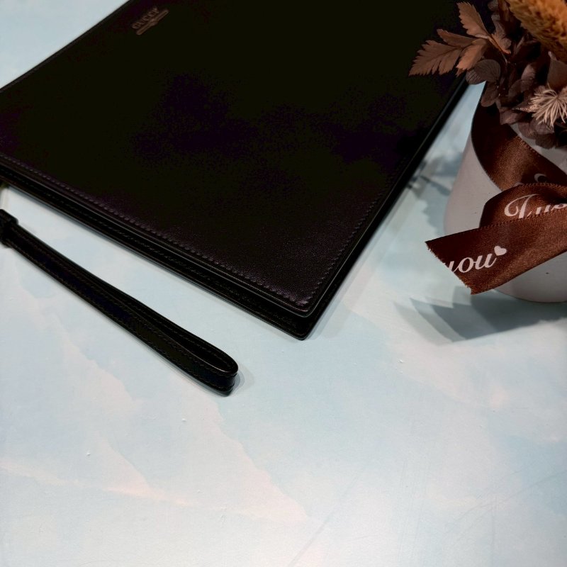 GUCCI 燙金Logo皮革手拿包-7