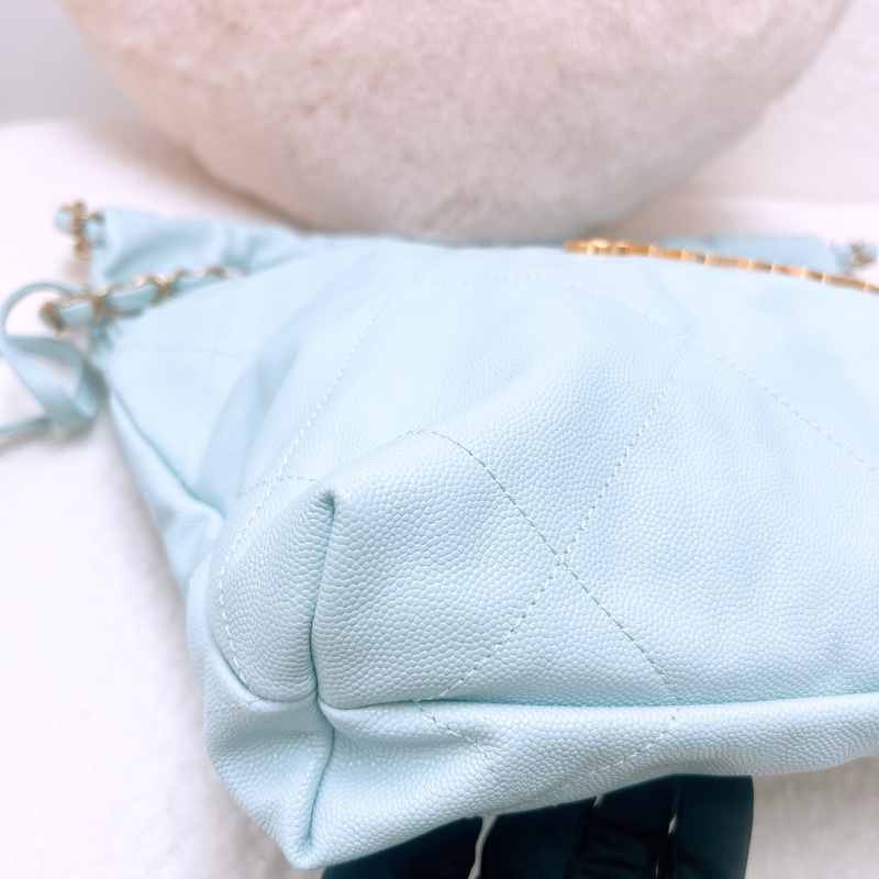 全新 Chanel 22 小號淺藍牛皮托特-4