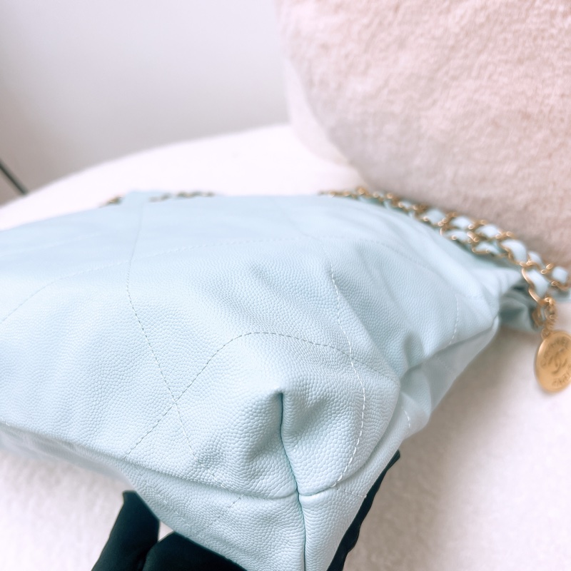 全新 Chanel 22 小號淺藍牛皮托特-6