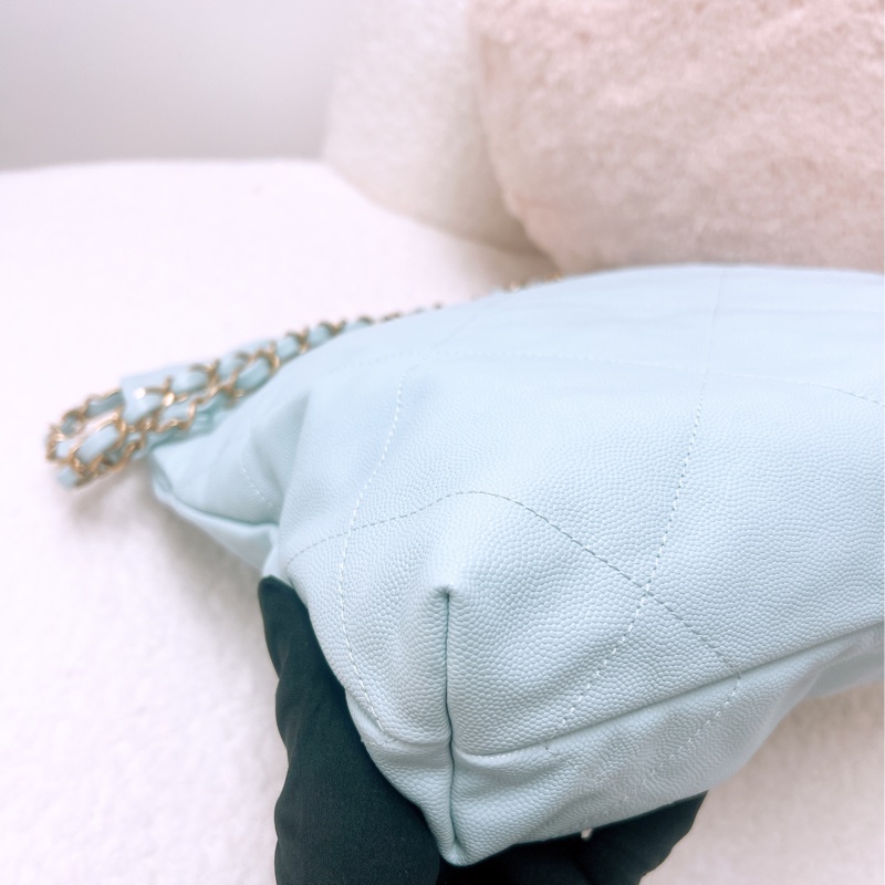 全新 Chanel 22 小號淺藍牛皮托特-7