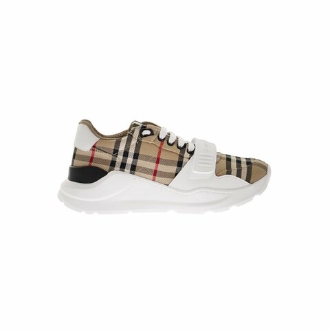 Burberry Check And Leather Sneakers for Women in Archive Beige - 8050509-Archive_Beige-36 ( Size 36 )