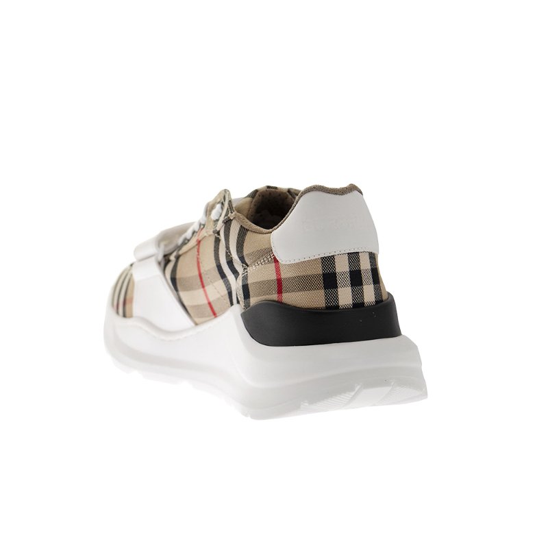 Burberry Check And Leather Sneakers for Women in Archive Beige - 8050509-Archive_Beige-36 ( Size 36 )-2
