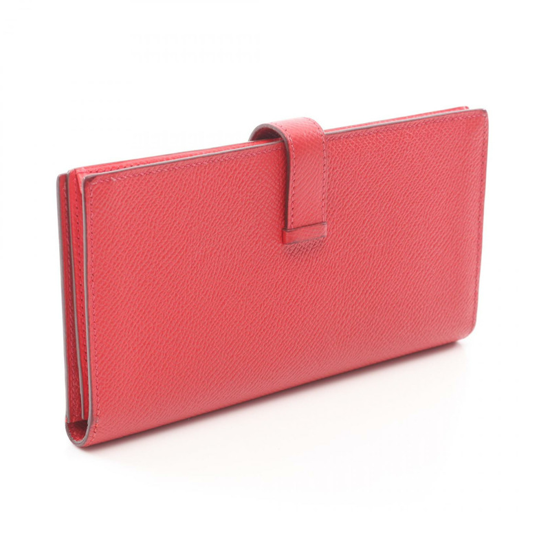 愛馬仕 Bearn Soufflet 雙折皮夾 R Epsom Rouge casaque 二手 SHW-1