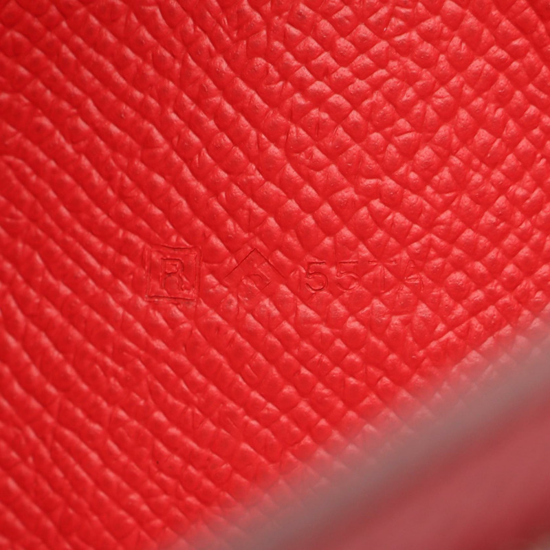 愛馬仕 Bearn Soufflet 雙折皮夾 R Epsom Rouge casaque 二手 SHW-4