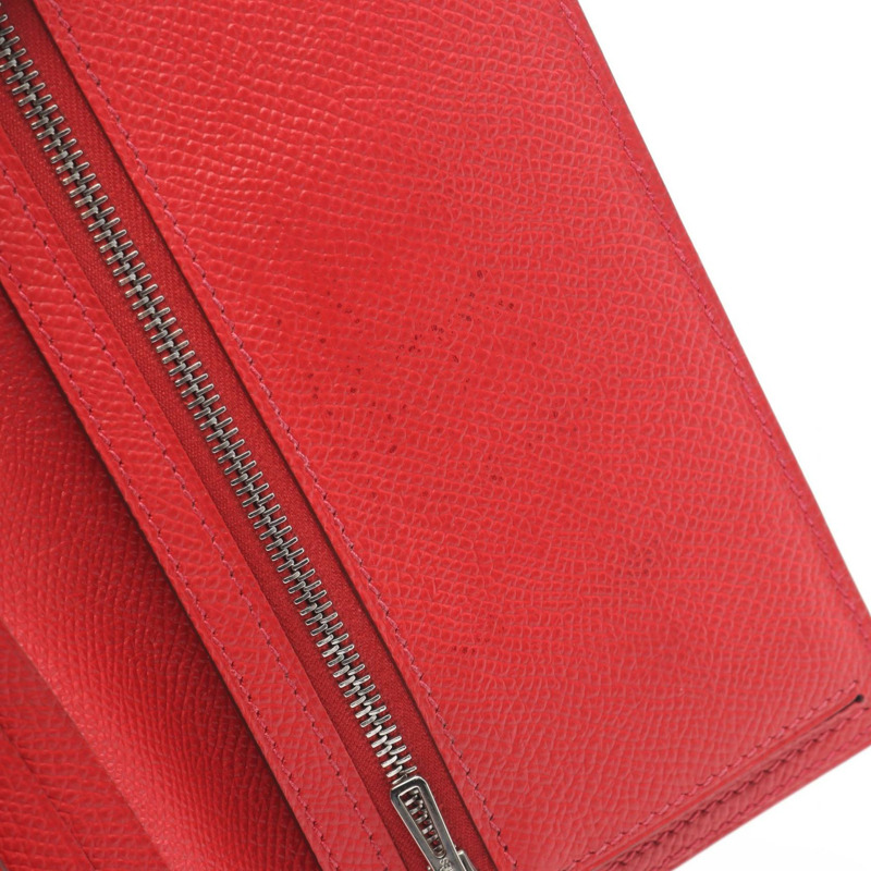 愛馬仕 Bearn Soufflet 雙折皮夾 R Epsom Rouge casaque 二手 SHW-6