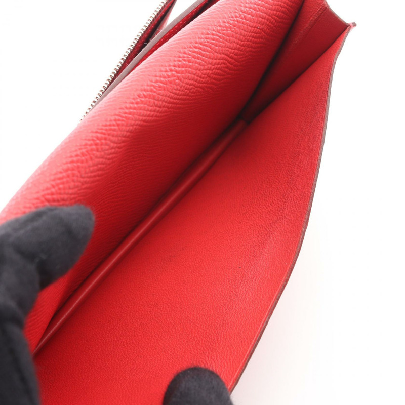 愛馬仕 Bearn Soufflet 雙折皮夾 R Epsom Rouge casaque 二手 SHW-8