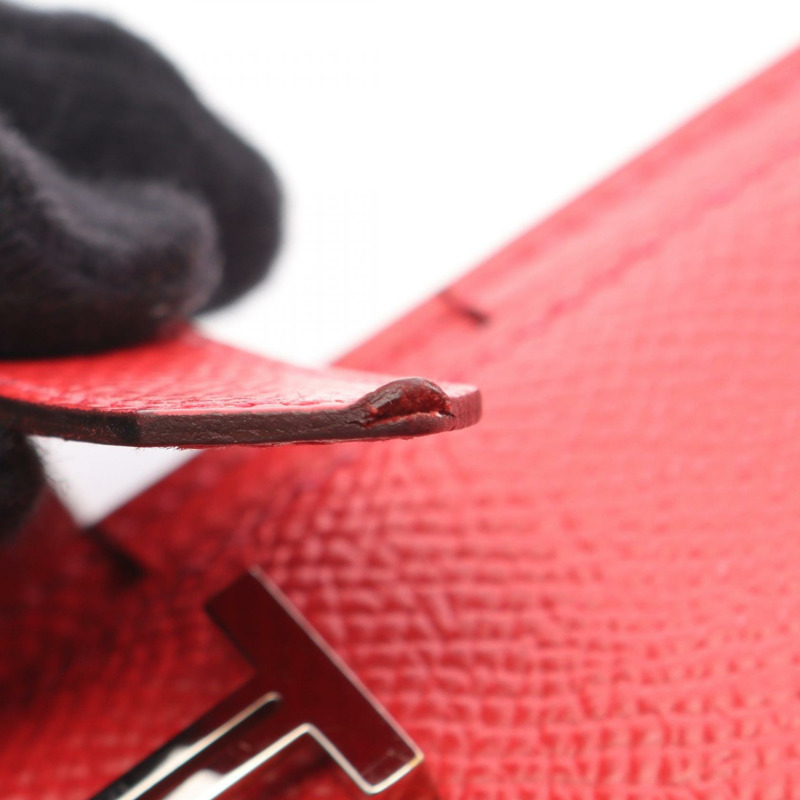 愛馬仕 Bearn Soufflet 雙折皮夾 R Epsom Rouge casaque 二手 SHW-9