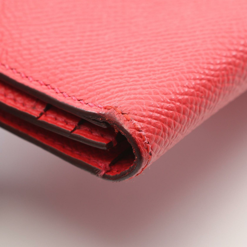 愛馬仕 Bearn Soufflet 雙折皮夾 R Epsom Rouge casaque 二手 SHW-10