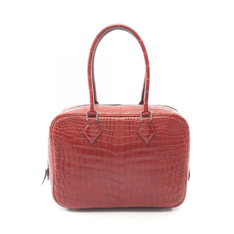 愛馬仕 Plume 28 Rouge H 手提包，霧面尼羅鱷魚皮，異國皮革，霧面尼羅鱷魚皮，紅色，美國