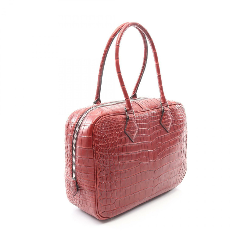 愛馬仕 Plume 28 Rouge H 手提包，霧面尼羅鱷魚皮，異國皮革，霧面尼羅鱷魚皮，紅色，美國-1