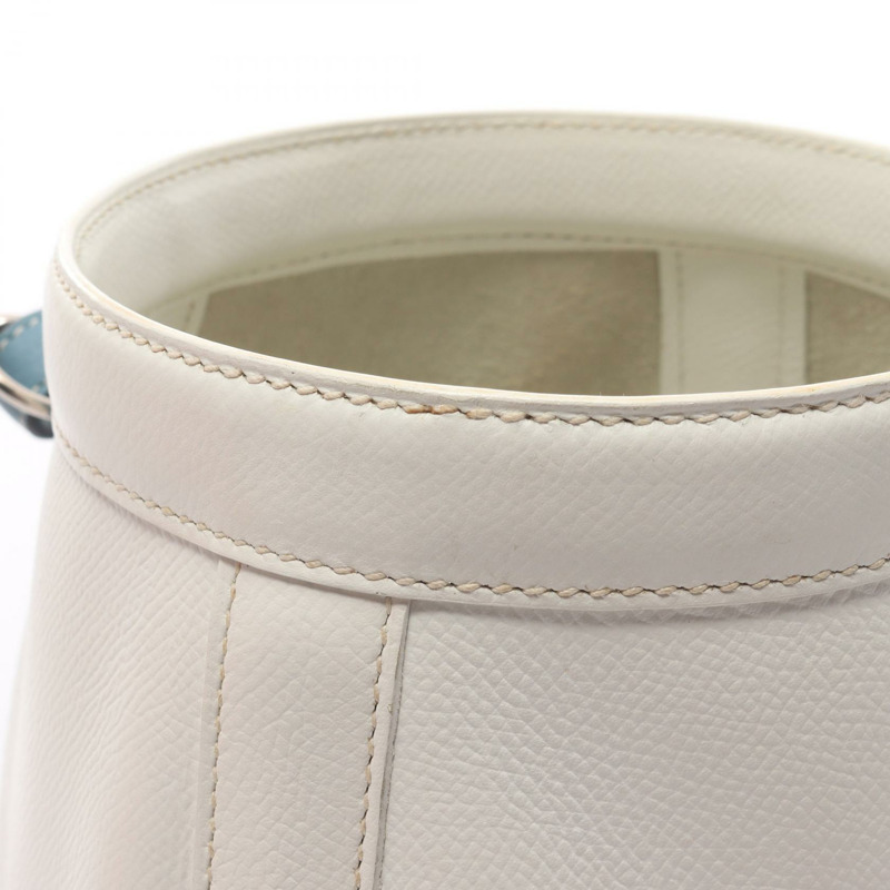 愛馬仕 Farming PM Picolore 肩背包，Epsom 皮革，白色/藍色，SHW 二手-9