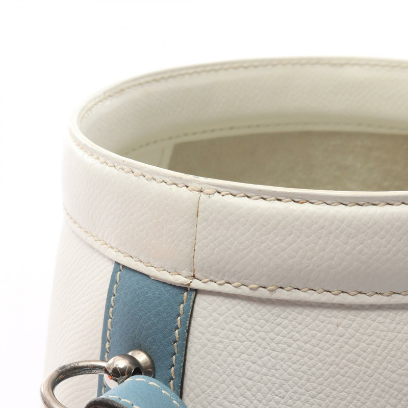 愛馬仕 Farming PM Picolore 肩背包，Epsom 皮革，白色/藍色，SHW 二手-10