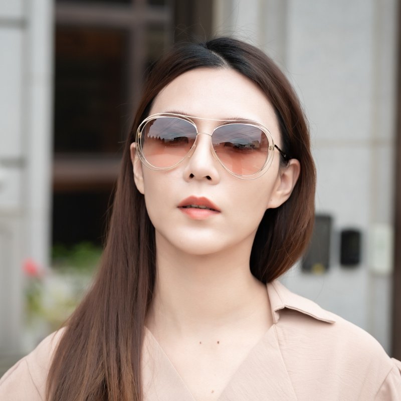 CHLOE太陽眼鏡 金屬框淡金-4