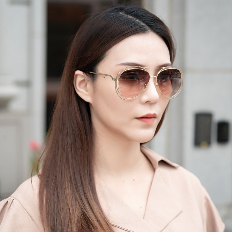 CHLOE太陽眼鏡 金屬框淡金-5