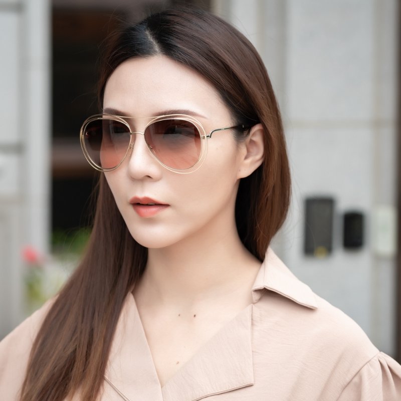 CHLOE太陽眼鏡 金屬框淡金-6