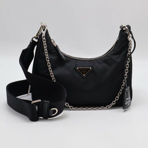 PRADA 經典三合一尼龍斜背包 - 黑銀