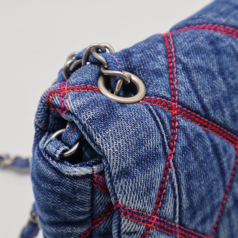 CHANEL 菱格紋牛仔馬鞍包-5