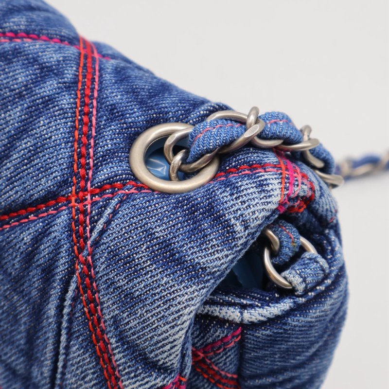 CHANEL 菱格紋牛仔馬鞍包-6