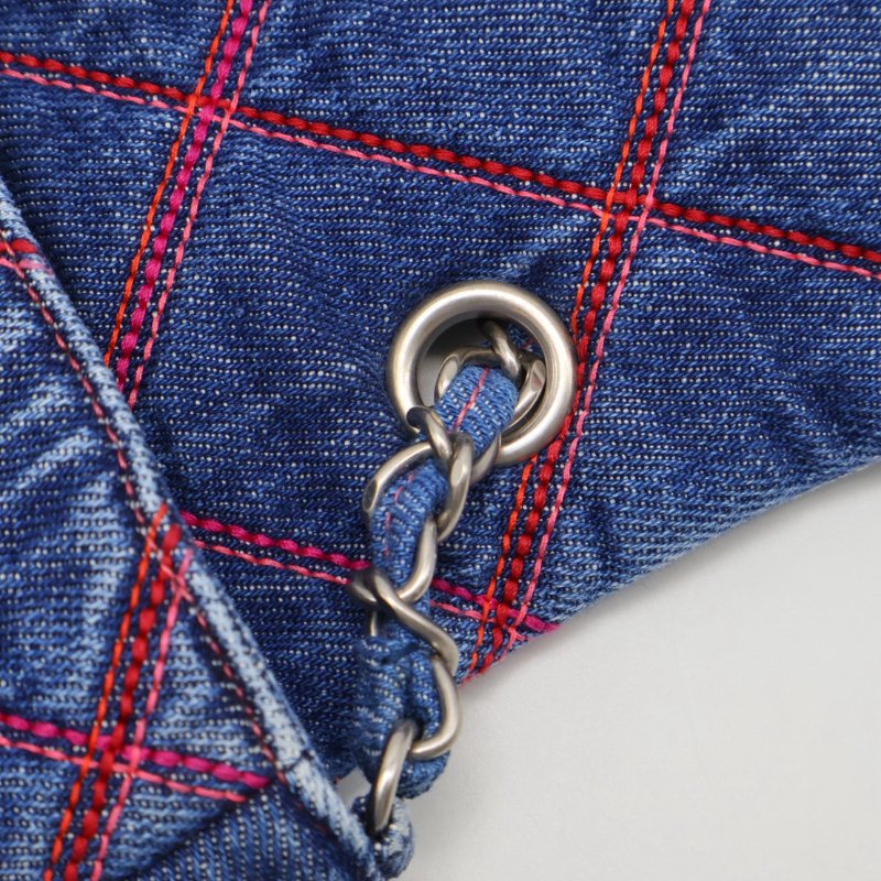 CHANEL 菱格紋牛仔馬鞍包-13