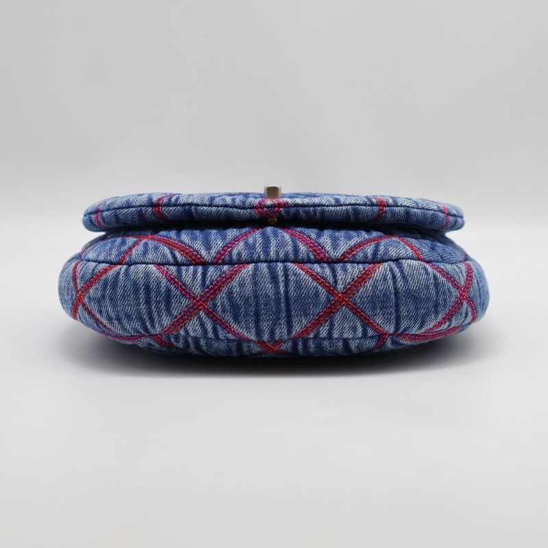 CHANEL 菱格紋牛仔馬鞍包-20