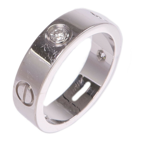 CARTIER 18K白金Love Ring 3 Diamonds鑽石戒指Cartier#56/US#7.75