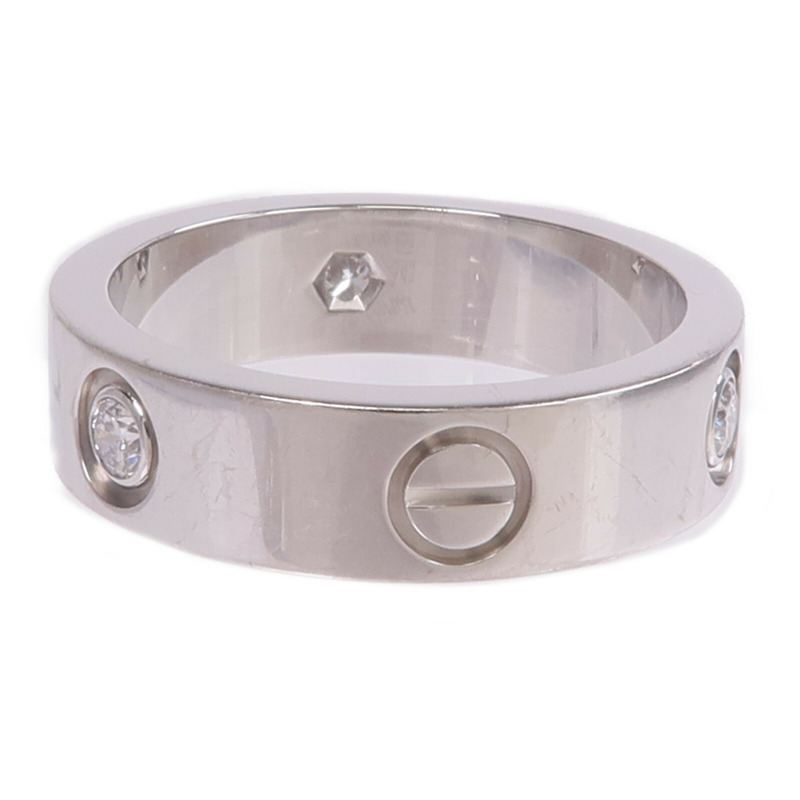 CARTIER 18K白金Love Ring 3 Diamonds鑽石戒指Cartier#56/US#7.75-2