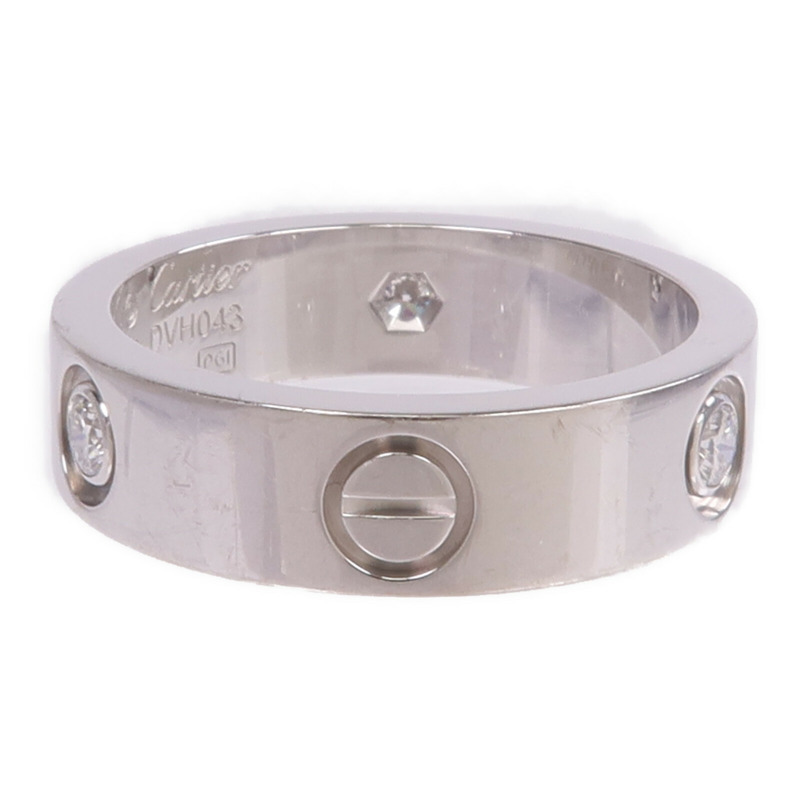 CARTIER 18K白金Love Ring 3 Diamonds鑽石戒指Cartier#56/US#7.75-3