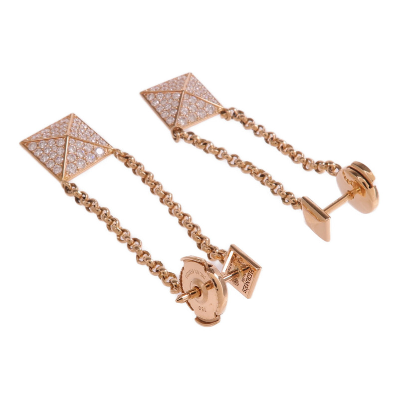 HERMES 18K玫瑰金Clou d'H dangle Earrings鑽石耳環-3
