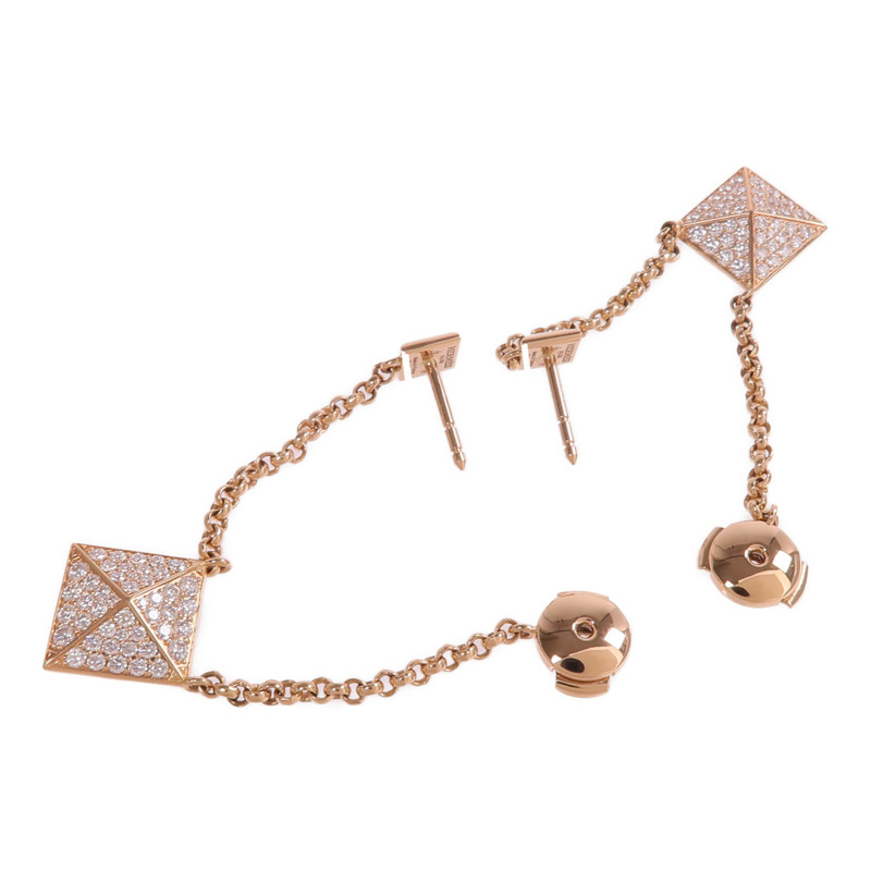 HERMES 18K玫瑰金Clou d'H dangle Earrings鑽石耳環-4