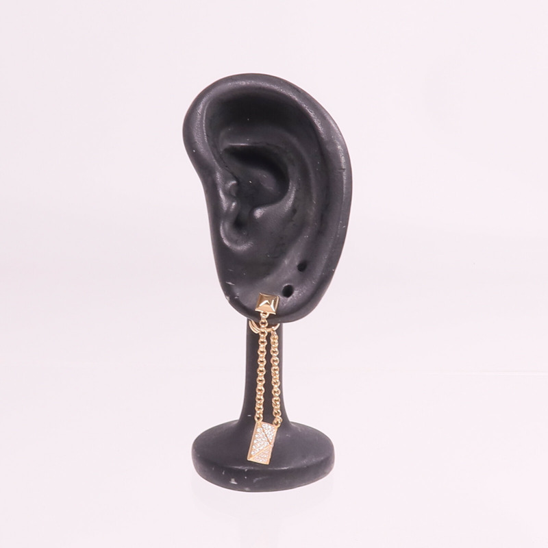 HERMES 18K玫瑰金Clou d'H dangle Earrings鑽石耳環-7