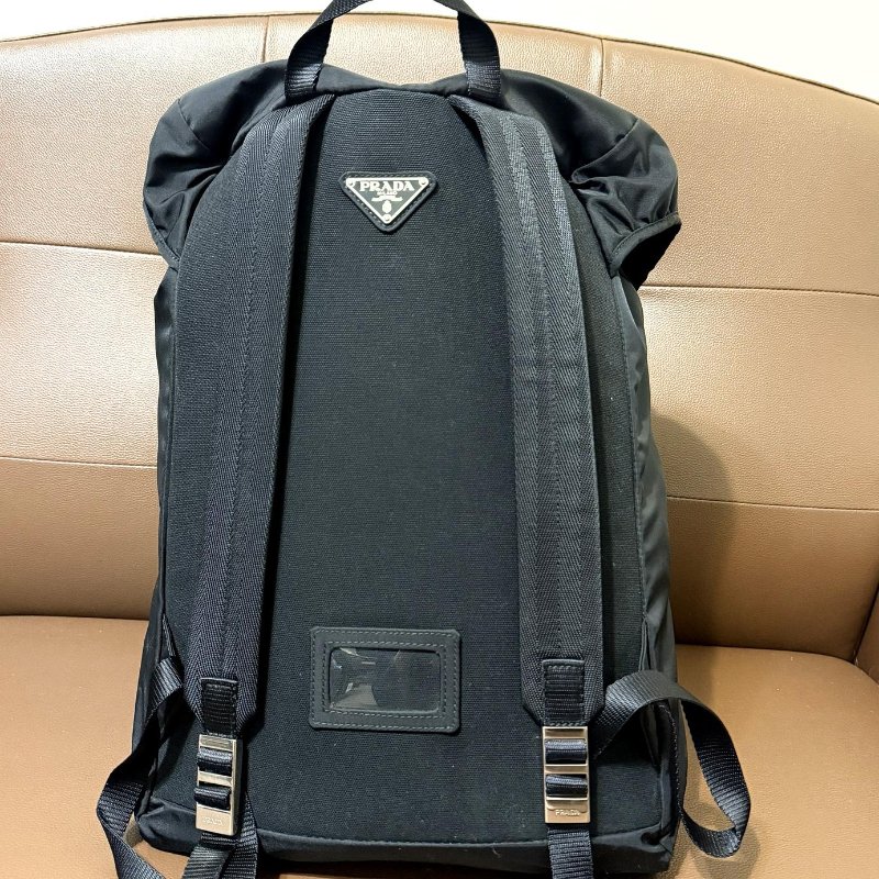 PRADA 經典尼龍登山後背包 Tessuto Montagna VZ0060 黑色 三角Logo 微風購入 正品-8