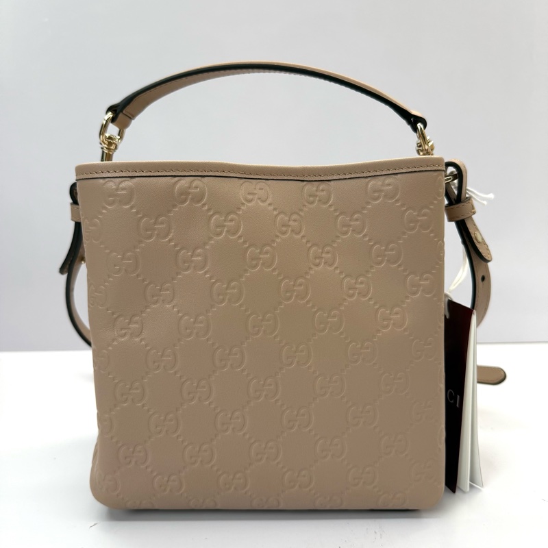 GUCCI 古馳 粉色GG EMBLEM系列手提斜背水桶包 815118-1