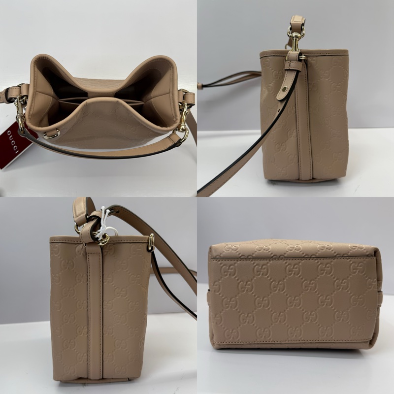 GUCCI 古馳 粉色GG EMBLEM系列手提斜背水桶包 815118-3