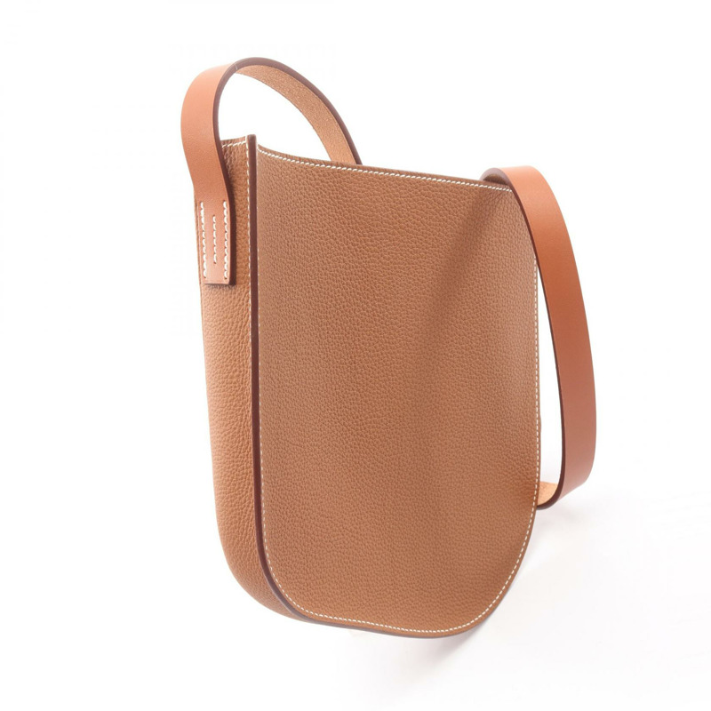 愛馬仕 Perspective Cavalier 21 單肩包，Togo 皮革，棕色，金色，二手，U SHW-1