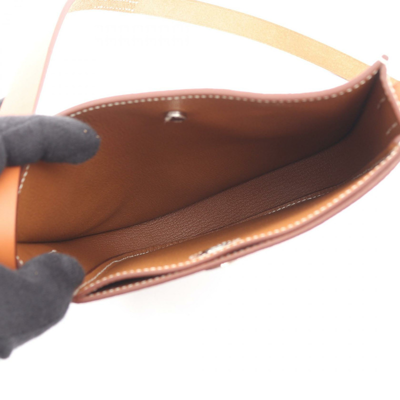 愛馬仕 Perspective Cavalier 21 單肩包，Togo 皮革，棕色，金色，二手，U SHW-2