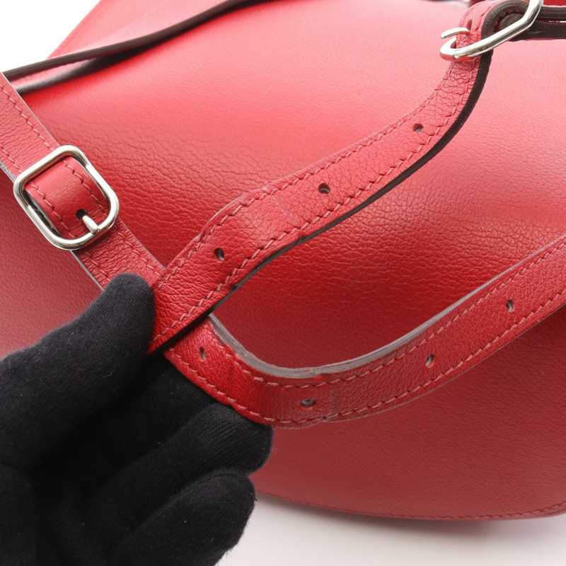 愛馬仕 Sac a Dos GR24 雙肩包/背包，Evergrain Rouge 皮革，二手 D-10