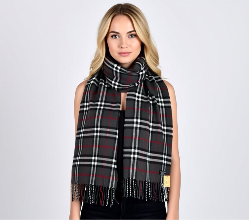 🧣【全新帶標】Vintage Burberrys 經典格紋英製圍巾（深灰款）-4