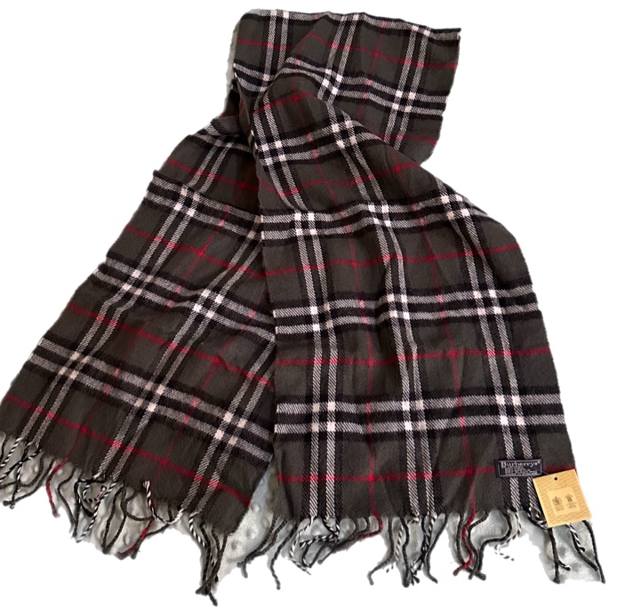 🧣【全新帶標】Vintage Burberrys 經典格紋英製圍巾（深灰款）-5