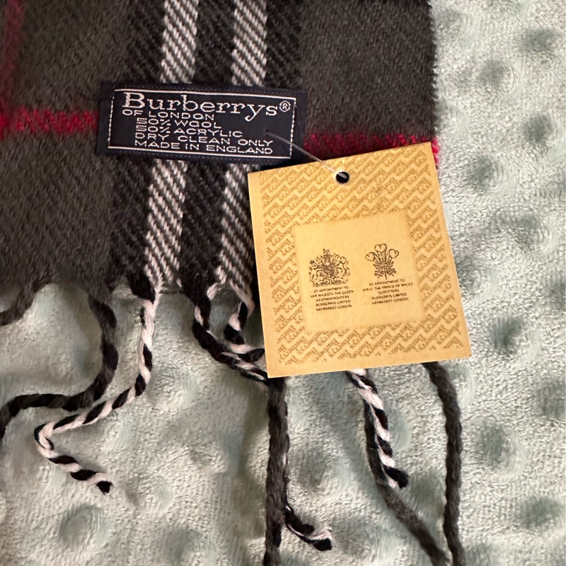 🧣【全新帶標】Vintage Burberrys 經典格紋英製圍巾（深灰款）-7