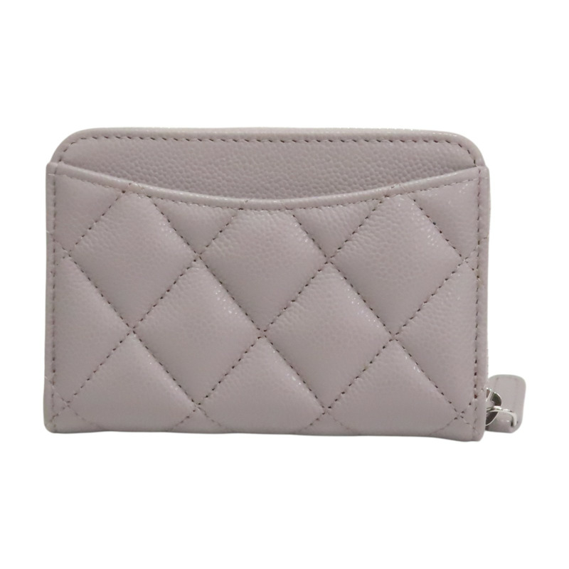 灰色 荔枝紋 牛皮 拉鏈 零錢包【CHANEL 香奈兒】 AP0216-1
