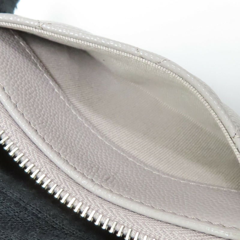 灰色 荔枝紋 牛皮 拉鏈 零錢包【CHANEL 香奈兒】 AP0216-5