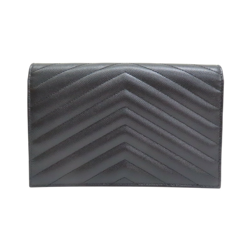 黑色 山形紋牛皮 WOC 鏈帶 肩背包【SAINT LAURENT YSL 聖羅蘭 】 393953-1