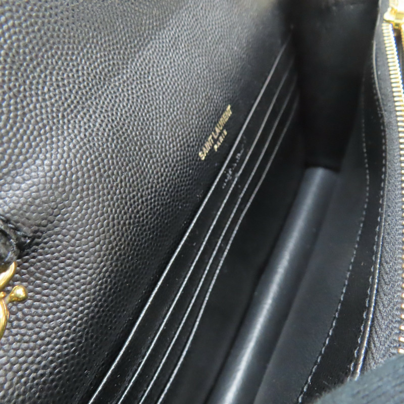 黑色 山形紋牛皮 WOC 鏈帶 肩背包【SAINT LAURENT YSL 聖羅蘭 】 393953-4