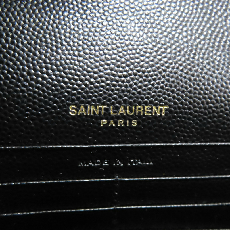 黑色 山形紋牛皮 WOC 鏈帶 肩背包【SAINT LAURENT YSL 聖羅蘭 】 393953-6
