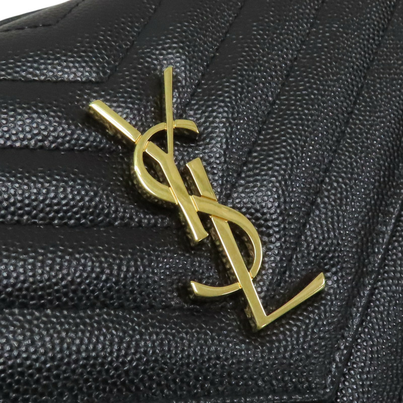 黑色 山形紋牛皮 WOC 鏈帶 肩背包【SAINT LAURENT YSL 聖羅蘭 】 393953-9