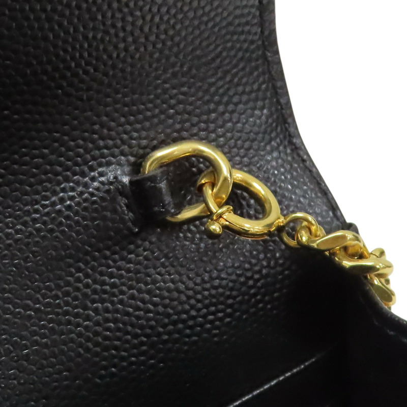 黑色 山形紋牛皮 WOC 鏈帶 肩背包【SAINT LAURENT YSL 聖羅蘭 】 393953-11