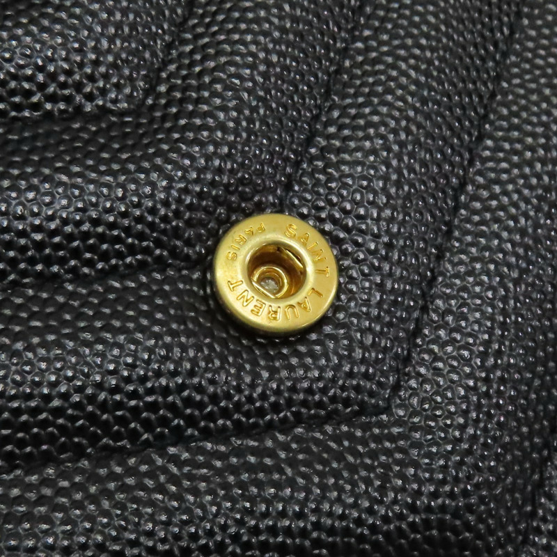 黑色 山形紋牛皮 WOC 鏈帶 肩背包【SAINT LAURENT YSL 聖羅蘭 】 393953-12