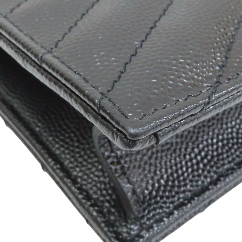 黑色 山形紋牛皮 WOC 鏈帶 肩背包【SAINT LAURENT YSL 聖羅蘭 】 393953-15