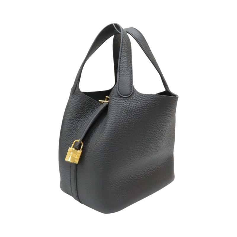 黑色 TC牛皮 Picotin Lock 18 手提包 B刻 金釦【HERMES 愛馬仕】 H056289CC-2